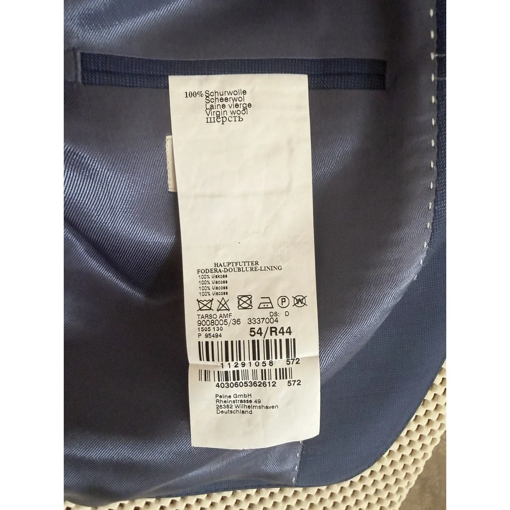 Mens Barutti 120 S‎ Wool Sport Coat Size 44R Blazer Double Vented Blue
